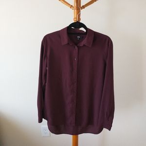 Uniqlo Rayon Long Sleeve Shirt Wine